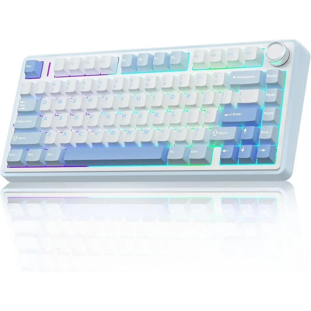 AULA F75 Wireless Mechanical Keyboard SALT WHITE BLUE Gray Wood Switch V3 NEW